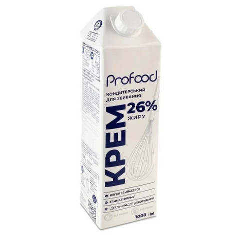 Вершки кондитерські ТМ Profood 26% 1 л